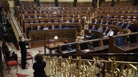 Imagen de la C�mara Baja en el acto de recuerdo y homenaje a las v�ctimas del terrorismo, con los esca�os pr�cticamente vac�os
