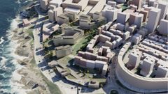 Una de las propuestas para As Percebeiras se desarrolla a partir de manzanas abiertas. Abajo, cerca del Obelisco Millennium, el equipamiento singular de uso p�blico que se plantea