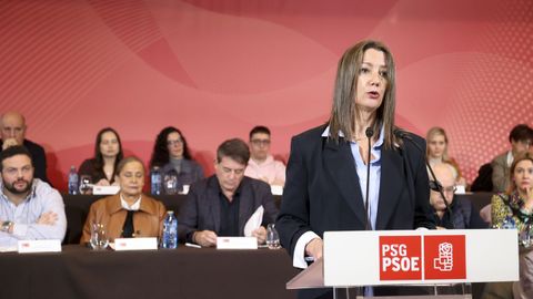 La viceportavoz segunda del Grupo Socialista, Lara M�ndez, en�la reuni�n del Comit� Nacional del PSdeG, este enero.