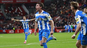 Dani Barcia celebra su gol en El Molin&oacute;n.