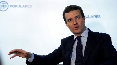 El presidente del PP, Pablo Casado, en una entrevista con la agencia Efe