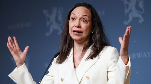 Mar�a Corina Machado en su discurso en Oslo.