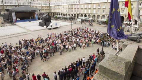 Minuto de silencio por el atentado de Barcelona en Mara Pita, A Corua