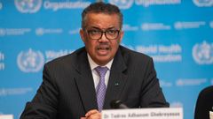 El director general de la Organizaci�n Mundial de la Salud (OMS), Tedros Adhanom Ghebreyesus, en la conferencia de prensa sobre COVID-19