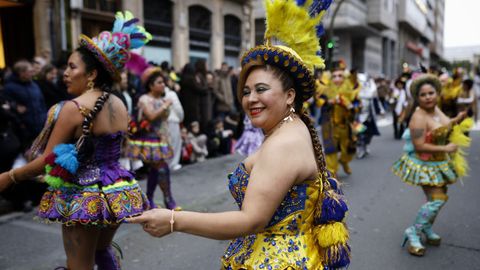 Desfile de carnaval en A Coru�a. En la imagen, actuaci�n de la asociaci�n Bolivia sin Fronteras
