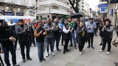 Agricultores concentrados en Ourense enfrente de las oficinas del Fogga