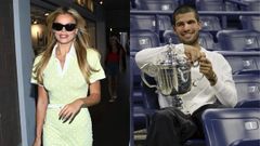 Brooks Nader asistiendo a un partido de Carlos Alcaraz en el US Open y el tenista con su sexto «grand slam»
