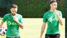 Parera y Lucas en un entrenamiento con el Racing de Santander en la campaa 21-22