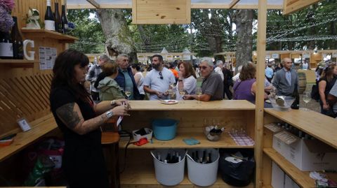 Bodegas del municipio pusieron sus vinos a la venta en la devesa de Escair�n, donde se instala todos los a�os el recinto de la Festa da Vandima da Ribeira Sacra