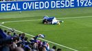 Los jugadores del Oviedo celebran un gol en el Tartiere