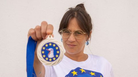 La viguesa Olga M�ndez, vigente subcampeona de Europa de imitaci�n de gaviotas.