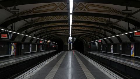 Huelga en Catalu�a. Metro de Barcelona