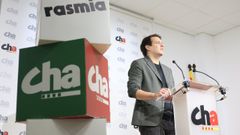El diputado de Sumar por Chunta Aragonesista en el Congreso, Jorge Pueyo, en una rueda de prensa el pasado 23 de diciembre.