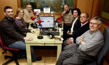 Vidal, Leira, Villar, Souto, Varela Pu�al, Varela Varela e Lema, nos estudios de Radio Voz.