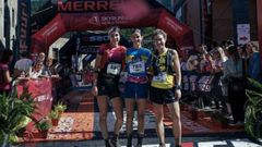 La asturiana Aroa Calvo, Leire Uribe y Uxue Zorrila, ganadoras de la carrera Gorbeia Suzien Merrell