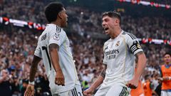 Rodrygo y Fede Valverde celebran el primer gol del Real Madrid