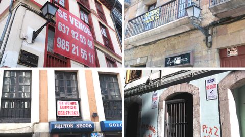 Diferentes inmuebles que se ofertan en el casco antiguo de Oviedo