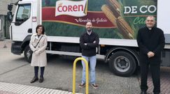 La concejala de Asuntos Sociales, Eugenia D�az Abella, el alcalde de Ourense, Gonzalo P�rez J�come, y el delegado de C�ritas, �ngel Feijoo Mir�n