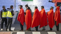 Un grupo de inmigrantes llegados en patera a Canarias.