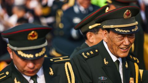 Militares veteranos participan en el homenaje por el 80� aniversario del fin de la Segunda Guerra Mundial en el Pac�fico