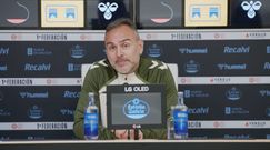 El segundo entrenador del Celta Fortuna, David Garc�a Sierra, en la rueda de prensa posterior al partido frente al Tenerife.