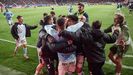 Los jugadores del Ceta, celebrando un gol en El Sadar esta temporada.