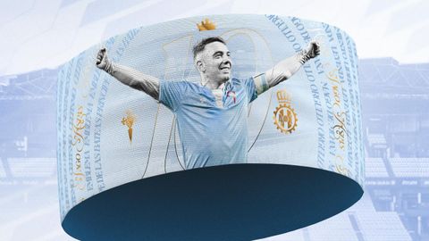 Brazalete dedicado a Iago Aspas que lucir� el Avil�s ante el Celta Fortuna este domingo en Bala�dos.