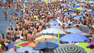 As� estaba a praia de Sigar, en Sanxenxo en plena ola de calor. 05/08/2025