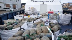 Cacharros ilegales decomisados por Gardacostas de Galicia en la zona de A Guarda, en controles contra el furtivismo realizados en la primera semana de diciembre