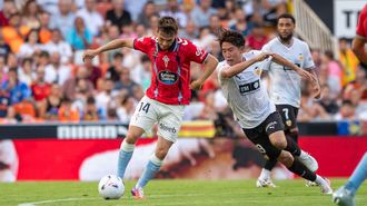 El futbolista del Celta Aleix Febas, durante su debut en partido oficial como c�ltico, contra el Valencia.