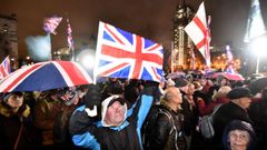 La�celebraci�n de los pro �brexit� frente al Parlamento brit�nico y Downing Street