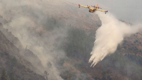 Medios aéreos trabajando en el incendio