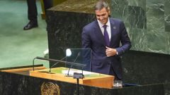 El presidente de Espa�a, Pedro S�nchez, durante su intervenci�n en las Naciones Unidas, el pasado mi�rcoles.