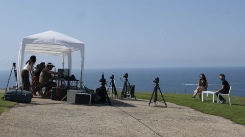 Set de La Voz de Galicia para ofrecer en directo el eclipse solar desde el Monte de San Pedro en A Coru�a