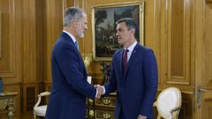Felipe VI recibe a Pedro S�nchez en la Zarzuela, en su ronda de consultas del pasado 22 de agosto.