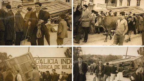 Cuatro imgenes del accidente del tranva en Xuvia, en 1950