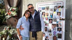 David Landaz�bal, con su sobrina Silvia en el D�a Mundial de las V�ctimas de Siniestros Viales y ante el monumento Contra el Olvido y la Indiferencia, de Rosa Serra Puigvert, en Madrid. 