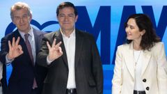 Alberto N��ez Feijoo, Alfonso Fern�ndez Ma�ueco e Isabel D�az Ayuso, durante la reuni�n de la junta directiva nacional del PP.