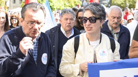 Primero de Mayo en Pontevedra: el alcalde, Fern�ndez Lores, en la manifestaci�n de la CIG