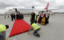El primer avi�n de Turkish aterriz� en mayo del 2013 en medio de un ambiente festivo. 