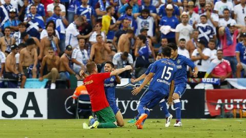 Los jugadores del Getafe celebrando uno de los goles