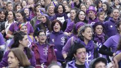 Manifestaci�n por el d�a de la mujer, en una imagen de archivo en Vigo 
