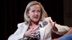 La presidenta del Banco Europeo de Inversiones, Nadia Calvio, imparti este lunes una conferencia en el Ateneo de Madrid