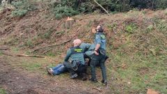 Momento de la evacuaci�n del herido en helic�ptero