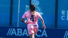 La jugadora de As Celtas Paula Gonz�lez, en el momento de debutar con el equipo, este s�bado en Abegondo frente al Deportivo B.