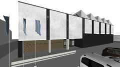 Infograf�a de la fachada del futuro centro de deportes n�uticos de Ribeira.