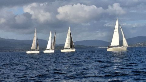 Imagen de la competición en la ensenada de Rianxo.