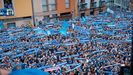 Cientos de personas durante la celebracin del ascenso a Primera Divisin del Real Oviedo