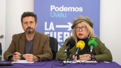 La candidata de Podemos Oviedo al Ayuntamiento, Bel�n Su�rez Prieto, y el n�mero dos de la candidatura, Ignacio Loy