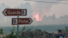 Incendio forestal en cerca de Pinhel, en Portugal.